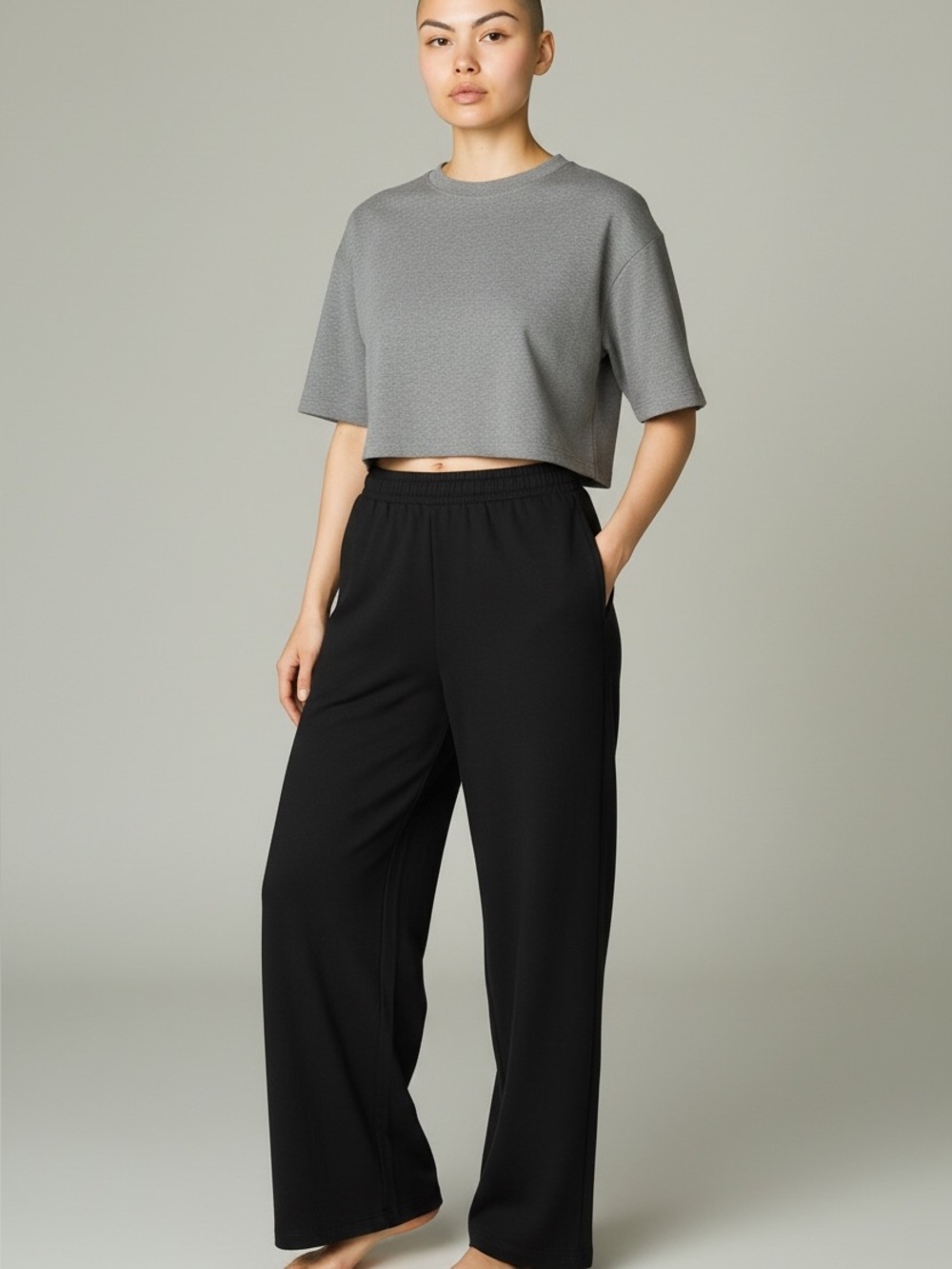 Athleta Dark Blue Wide-Leg Elastic-Waist Pants with Drawstring